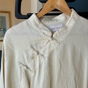 Myrah Penaloza Mandarin Collar Cream Blouse